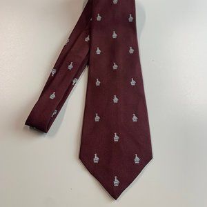 Vintage Medallion Brand Terylene Mens Tie - Crimson with Birds